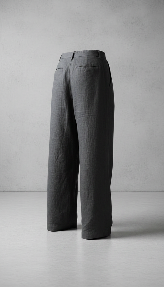 Alternate angle view of Linen Trousers in Graphite Gray