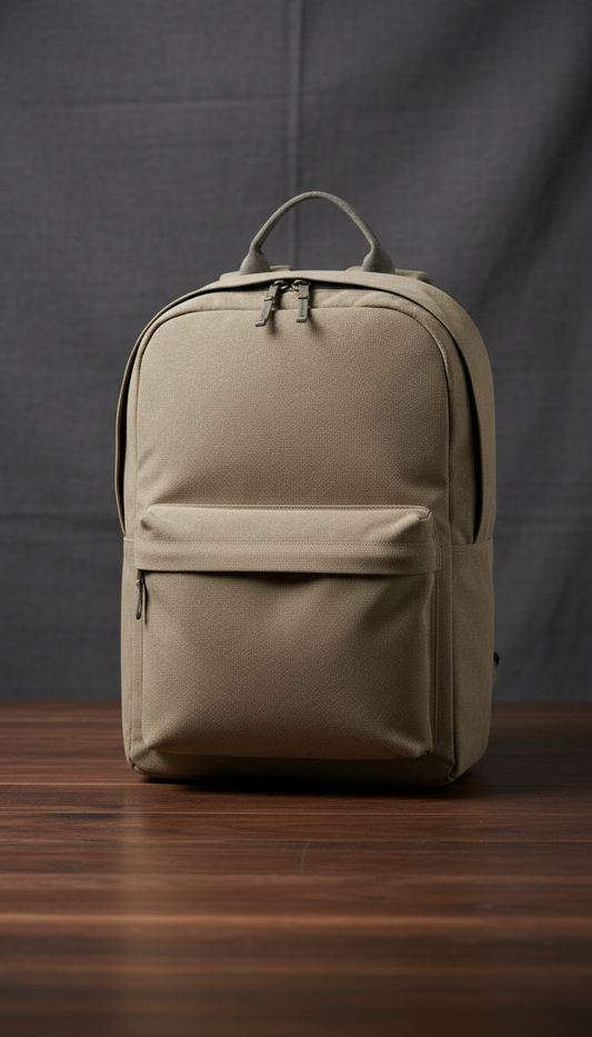 Taupe Concrete Everyday Backpack in a new setting